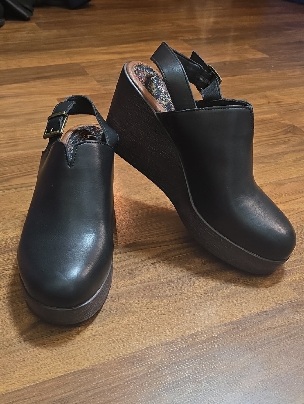 b.o.c. Born Concept Womens Black Wedge Slingback Mules BC0033109 CHH23